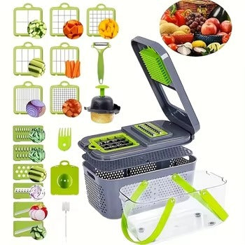 Cortador Picador Verduras y Frutas Multifuncional Rallador 22 en 1