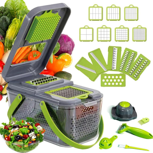 Cortador Picador Verduras y Frutas Multifuncional Rallador 22 en 1